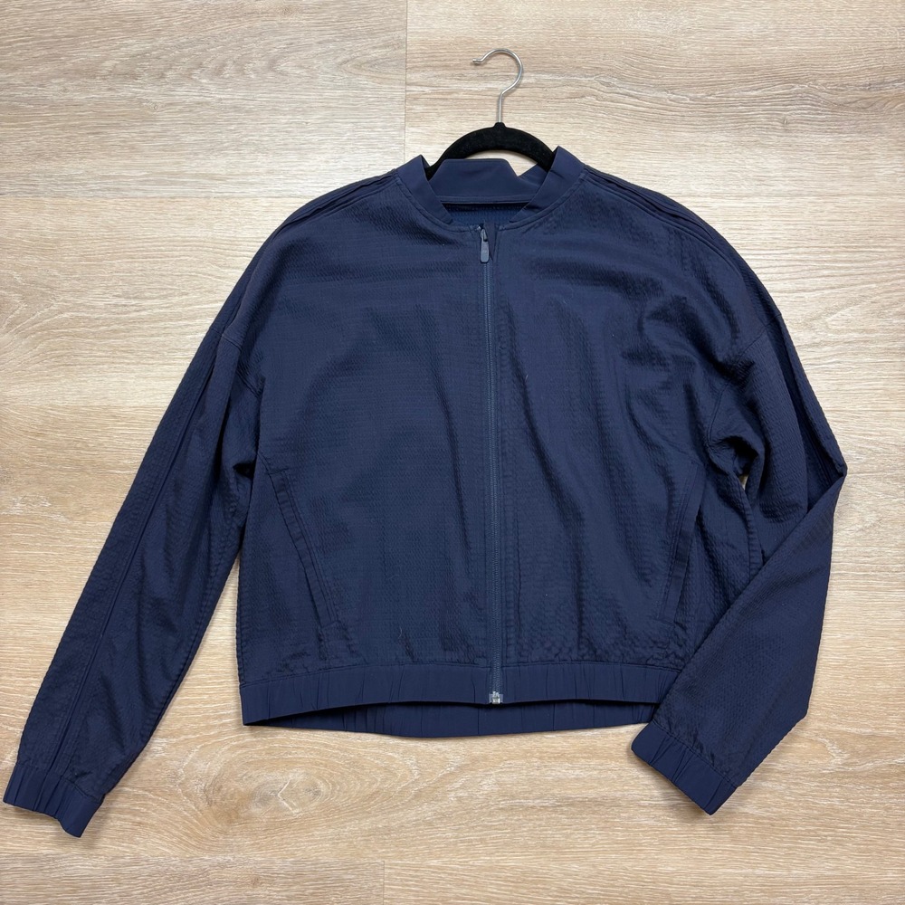 Lululemon Full Zip Cropped Backpack‎ Bomber Jacket Women's 8 Color Navy